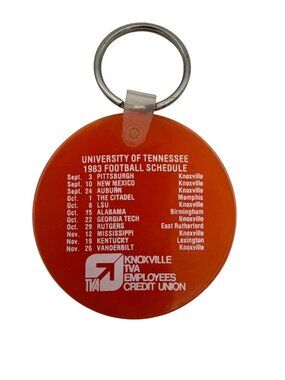 Vintage 1983 Tennessee Volunteers Football Schedule Soft Plastic Keychain TVA